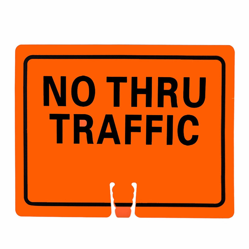 RK Traffic Cone Sign 25 Legend "No Thru Traffic", 18" Width x 14" Height, Black on Orange-RK Safety-RK Safety