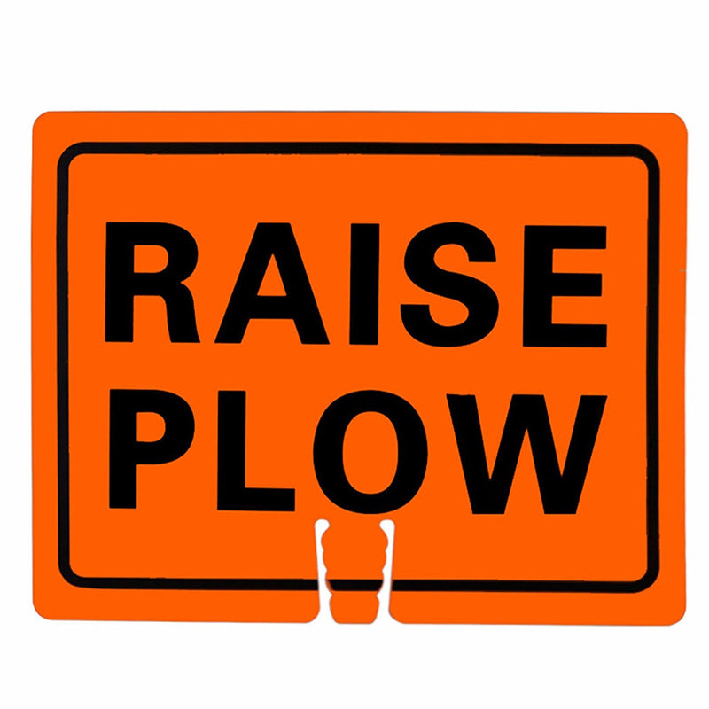 RK Traffic Cone Sign 34 Legend "Raise Plow", 18" Width x 14" Height, Black on Orange-RK Safety-RK Safety