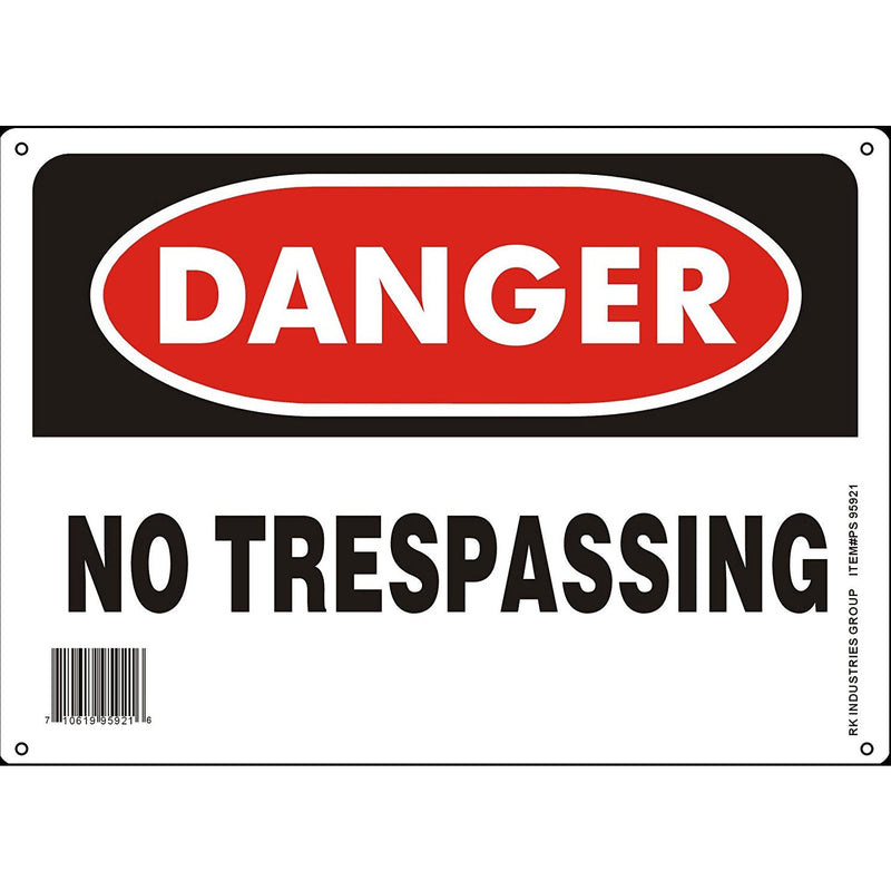 RK OSHA Safety Sign, Legend "Danger No Trespassing"-RK Safety-RK Safety