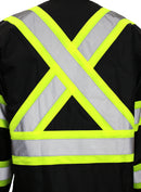 RK Safety TBK77 Class 3 Rainwear Reflective Hi-Viz Black Bottom Long Rain Coat(Black)-RK Safety-RK Safety