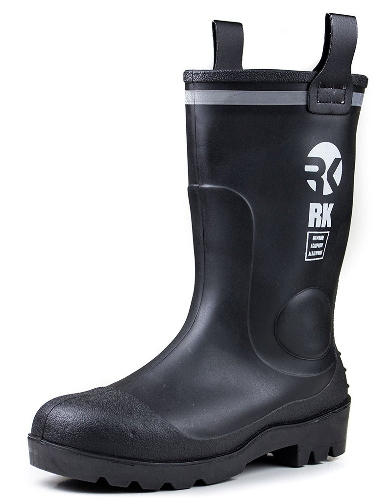 RK Mens Waterproof Rubber Sole Rain Boots - Black-RK Guard-RK Safety