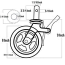 RK Scaffold 8"x2" Black Rubber Mold-on Steel Caster Wheel with Brake-RK Industries Group, Inc-RK Safety