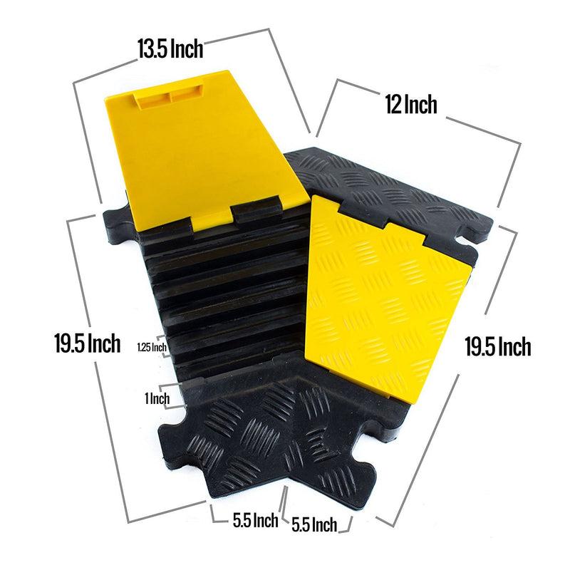 RK RK-CP-5CLT, 5Channel Modular Rubber Cable Protector Ramp-Left turn-RK Safety-RK Safety