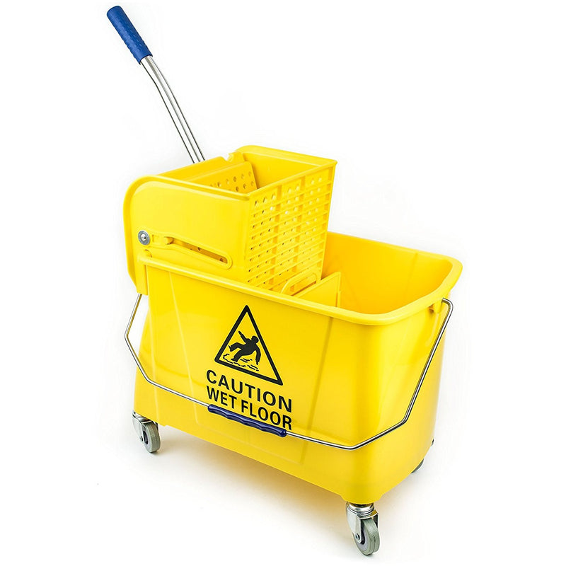 RK Safety Commercial Side Press Wringer Mop Bucket 24qt (Yellow)-RK Safety-RK Safety