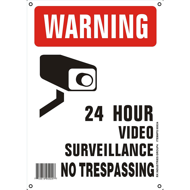 RK OSHA Safety Sign, Legend "Warning 24 Hour Video Surveillance No Trespassing"-RK Safety-RK Safety