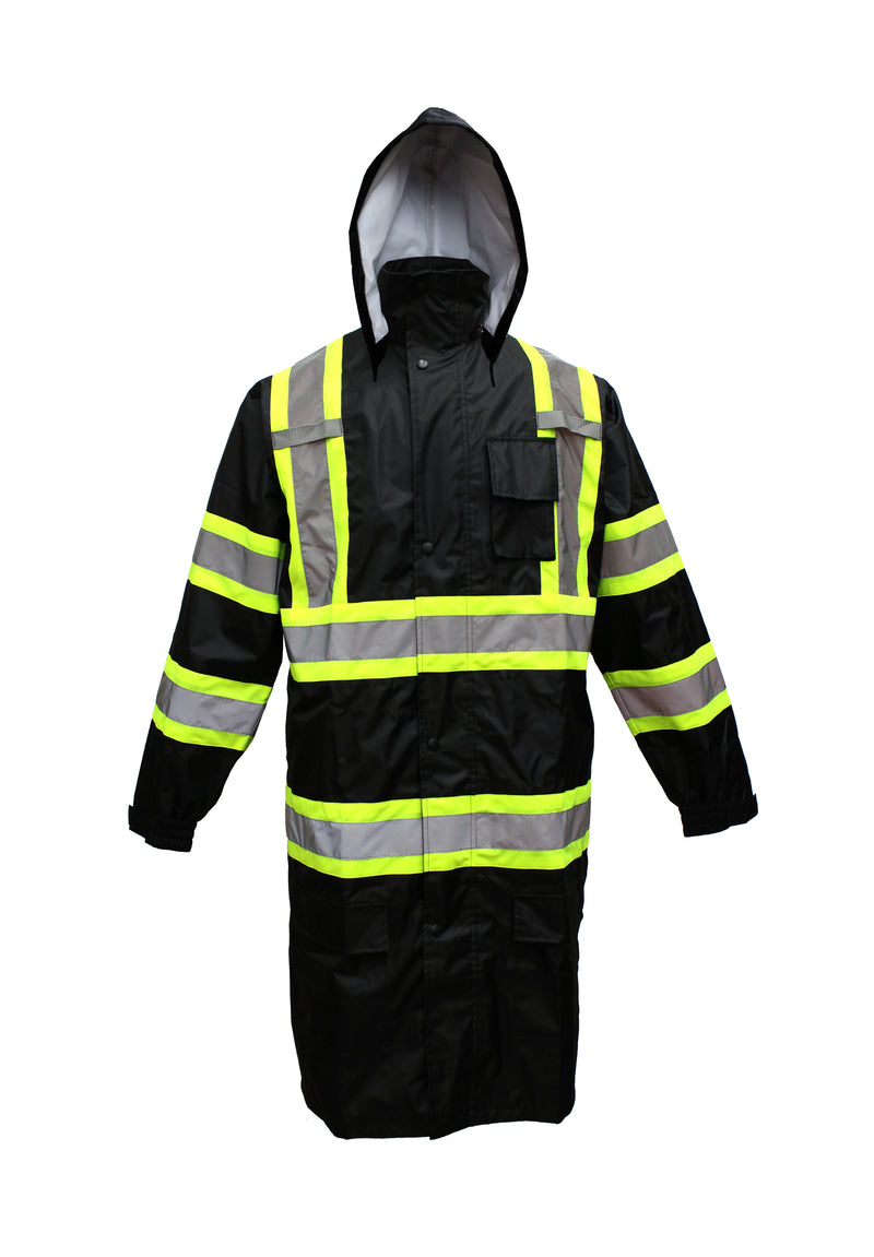 RK Safety TBK77 Class Rainwear Reflective Hi-Viz Black Bottom Long R