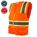 SRUS9811,9812, 9813 Class 2 Two Tone High Visibility Safety Vest- SRUSS9811&SRUSS9812 (Orange, Lime)-New York Hi-Viz Workwear-RK Safety