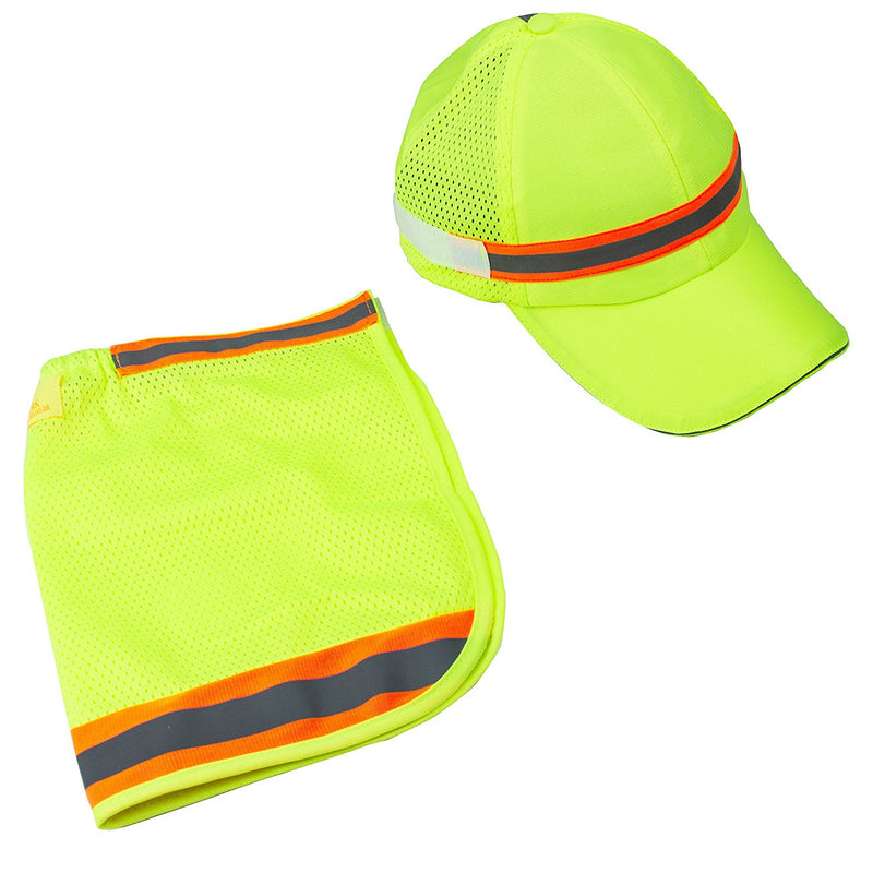 High Performance Hat/ Cap with Neck Shade - Lime-New York Hi-Viz Workwear-RK Safety