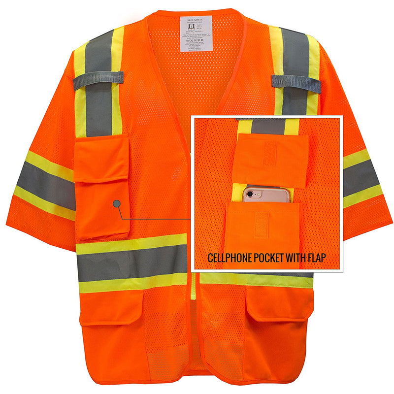 Class 3 Two Tone Hi Viz Breathable Polyester Mesh Vest - MV7811&MV7812,MV7813(Orange, Lime)-New York Hi-Viz Workwear-RK Safety