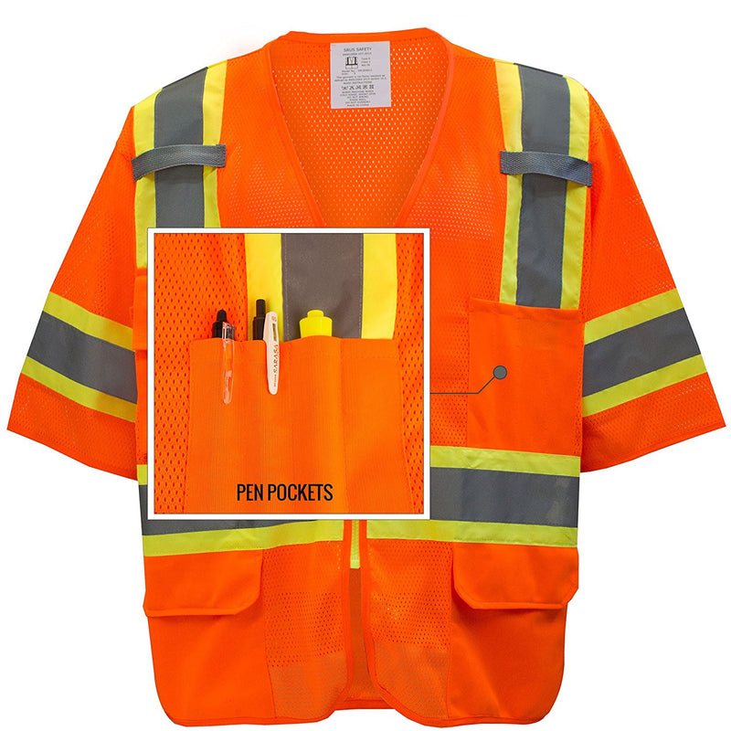Class 3 Two Tone Hi Viz Breathable Polyester Mesh Vest - MV7811&MV7812,MV7813(Orange, Lime)-New York Hi-Viz Workwear-RK Safety