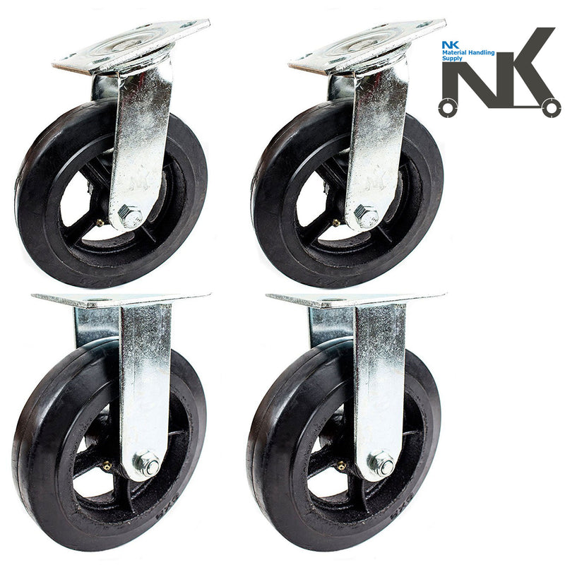 RK Heavy Duty Moldon Rubber on Cast Iron Wheel, 8" x 2"-NK-RK Safety