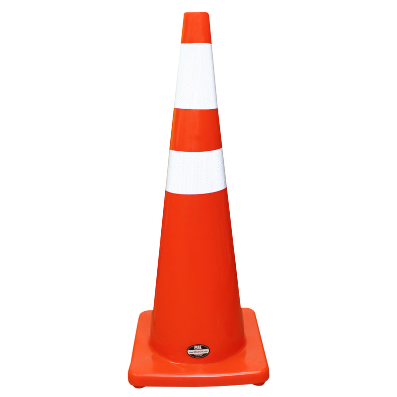 RK Safety 36" Orange Traffic PVC Cones with 6" + 4" Reflective Collars, Orange Base-RK Safety-RK Safety