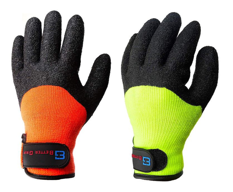 Better Grip BGWLAC3/4V Safety Winter Insulated Crinkle Finished 3/4 Latex Coated Work Gloves, 3 Pairs/ Pack ( Hi-Vis Orange with Velcro)-RK Safety-RK Safety