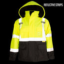 Men's Ansi Class 3 High Visibility Safety Bomber Jacket With Zipper, PVC Pocket, Black Bottom and Detachable sleeve - J8512-RK Safety-RK Safety