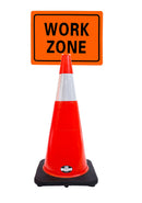 RK-Safety 28" Orange Cone, Black base With One 6" Reflective one Tape, Plus Cone Sign-RK Safety-RK Safety