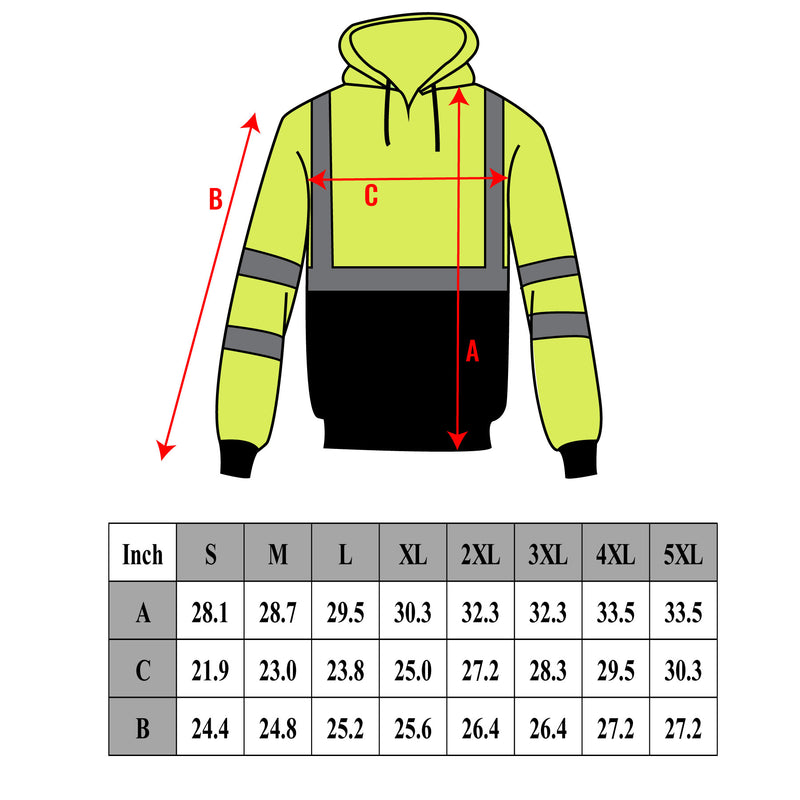  Reflective Apparel High Visibility Pullover Safety Hoodie -  ANSI Class 3, Adjustable Hood - Lime/Navy, Small : Tools & Home Improvement