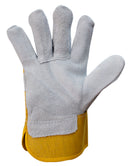Better Grip Grey cow split leather, Full palm Gloves, Poly/Cotton Rubberized Cuff, Natural Pearl Large-RK Safety-RK Safety
