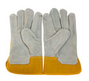 Better Grip Grey cow split leather, Full palm Gloves, Poly/Cotton Rubberized Cuff, Natural Pearl Large-RK Safety-RK Safety