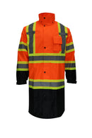 RK Safety RC-CLA3-TLM66/TOR88 Class 3 Rainwear Reflective Hi-Viz Black Bottom Long Rain Coat with X pattern-RK Safety-RK Safety