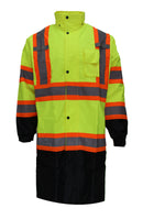RK Safety RC-CLA3-TLM66/TOR88 Class 3 Rainwear Reflective Hi-Viz Black Bottom Long Rain Coat with X pattern-RK Safety-RK Safety