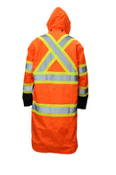 RK Safety RC-CLA3-TLM66/TOR88 Class 3 Rainwear Reflective Hi-Viz Black Bottom Long Rain Coat with X pattern-RK Safety-RK Safety