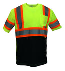 NY BFS-T5511,12 & 13 High-Visibility Class 3 T Shirt with Moisture Wicking Mesh Birdseye, Black Bottom (Lime, Orange & Black)-RK Safety-RK Safety