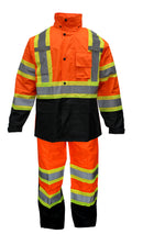 RK Safety RW-CLA3-TLM55/TOR77 Class 3 Rain suit, Jacket, Pants High Visibility Reflective Black Bottom with X Pattern-RK Safety-RK Safety