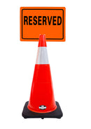 RK-Safety 28" Orange Cone, Black base With One 6" Reflective one Tape, Plus Cone Sign-RK Safety-RK Safety