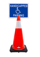 RK-Safety 28" Orange Cone, Black base With One 6" Reflective one Tape, Plus Cone Sign-RK Safety-RK Safety