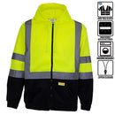Class 3 High Visibility Sweatshirt , Full Zip Hooded, Fleece - H6612-RK Safety-RK Safety