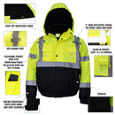 Men's ANSI Class 3 High Visibility Bomber Safety Jacket - WJ9012-New York Hi-Viz Workwear-RK Safety