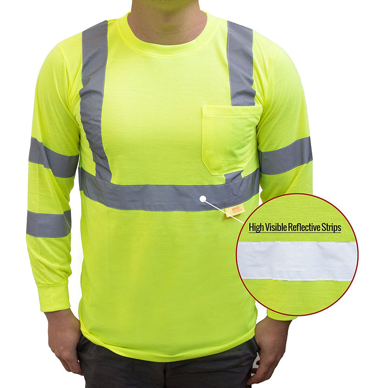 Class 3 High Vis Reflective Long Sleeve Safety Shirt - L9091,2-New York Hi-Viz Workwear-RK Safety