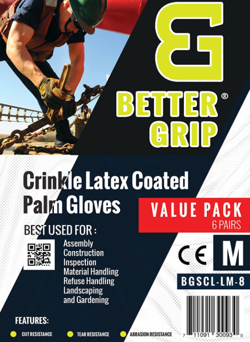 Better Grip® Nylon Gloves Textured Latex Coating Gripping - BGSCLLM-RK Safety-RK Safety