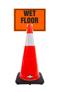 RK-Safety 28" Orange Cone, Black base With One 6" Reflective one Tape, Plus Cone Sign-RK Safety-RK Safety