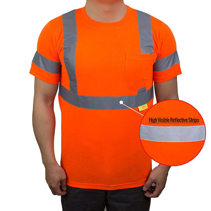 (Orange/Lime)Class 3 High Vis Reflective Short Sleeve Safety Shirt - 9081,9082-New York Hi-Viz Workwear-RK Safety
