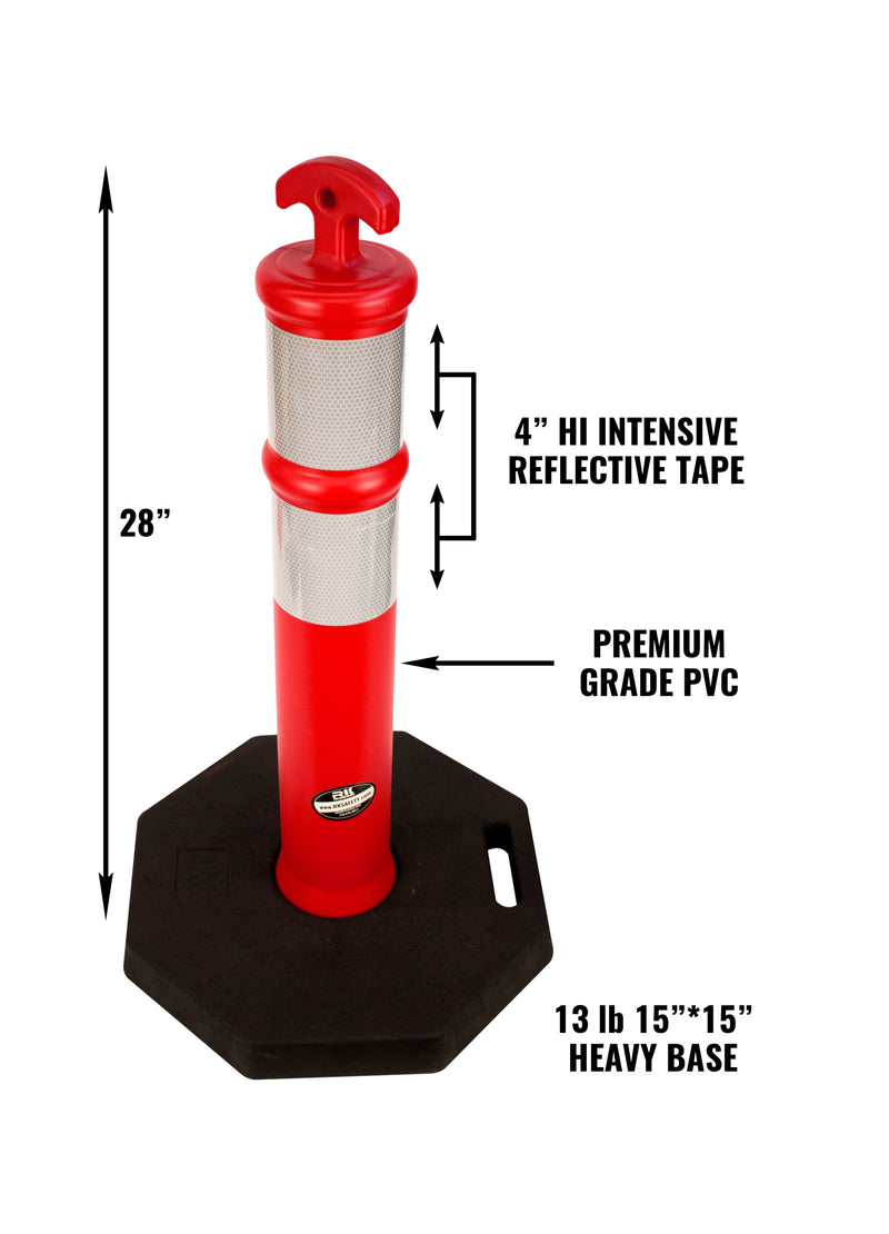 RK DPOST28 Polyethylene Portable Delineator Small Post with 13 lbs Recycled Octagonal Rubber Base, 28'' Height (Orange) …-RK Safety-RK Safety