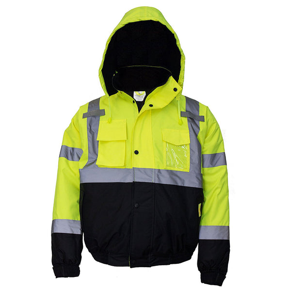 Men's ANSI Class 3 High Visibility Bomber Safety Jacket - WJ9012