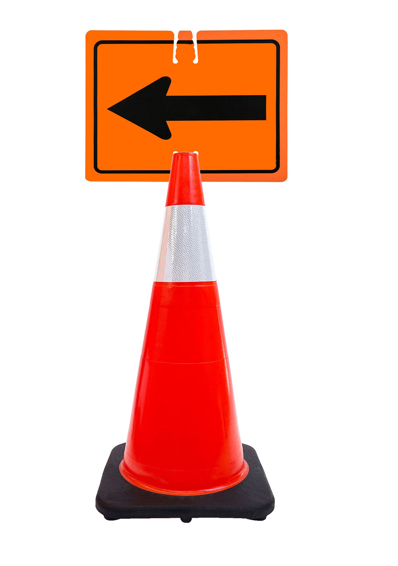 RK-Safety 28" Orange Cone, Black base With One 6" Reflective one Tape, Plus Cone Sign-RK Safety-RK Safety