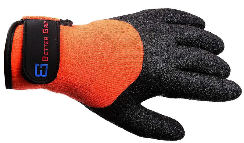 Better Grip BGWLAC3/4V Safety Winter Insulated Crinkle Finished 3/4 Latex Coated Work Gloves, 3 Pairs/ Pack ( Hi-Vis Orange with Velcro)-RK Safety-RK Safety