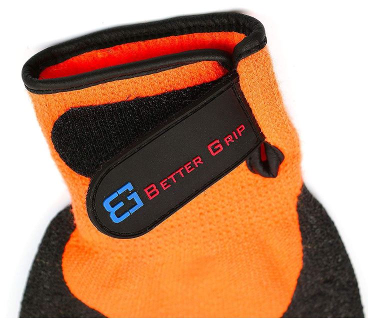 Better Grip BGWLAC3/4V Safety Winter Insulated Crinkle Finished 3/4 Latex Coated Work Gloves, 3 Pairs/ Pack ( Hi-Vis Orange with Velcro)-RK Safety-RK Safety