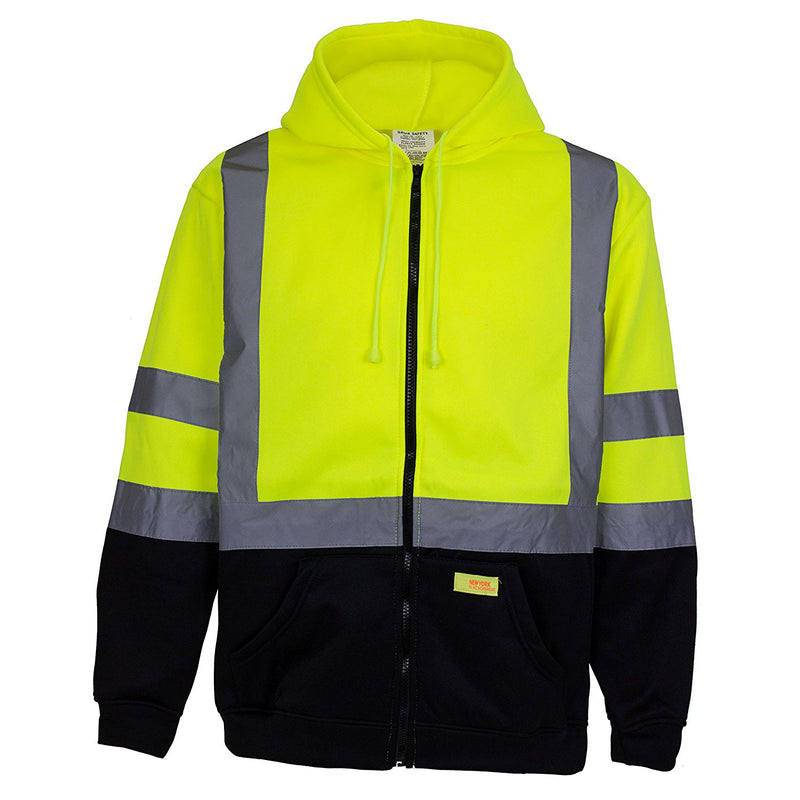 ANSI Class 3 High Visibility Sweatshirt Full Zip Hooded -H9012-New York Hi-Viz Workwear-RK Safety