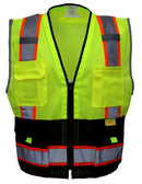 RK Safety P5511/P5512 Class 2 High Visible Two Tone Reflective Strips Breathable Mesh Vest, Pockets Harness D-Ring Pass Thru, ANSI/ISEA, Construction Motorcycle Traffic Emergency X pattern (Orange/Lime)-RK Safety-RK Safety