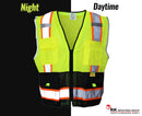 RK Safety P5511/P5512 Class 2 High Visible Two Tone Reflective Strips Breathable Mesh Vest, Pockets Harness D-Ring Pass Thru, ANSI/ISEA, Construction Motorcycle Traffic Emergency X pattern (Orange/Lime)-RK Safety-RK Safety