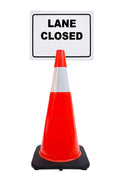 RK-Safety 28" Orange Cone, Black base With One 6" Reflective one Tape, Plus Cone Sign-RK Safety-RK Safety