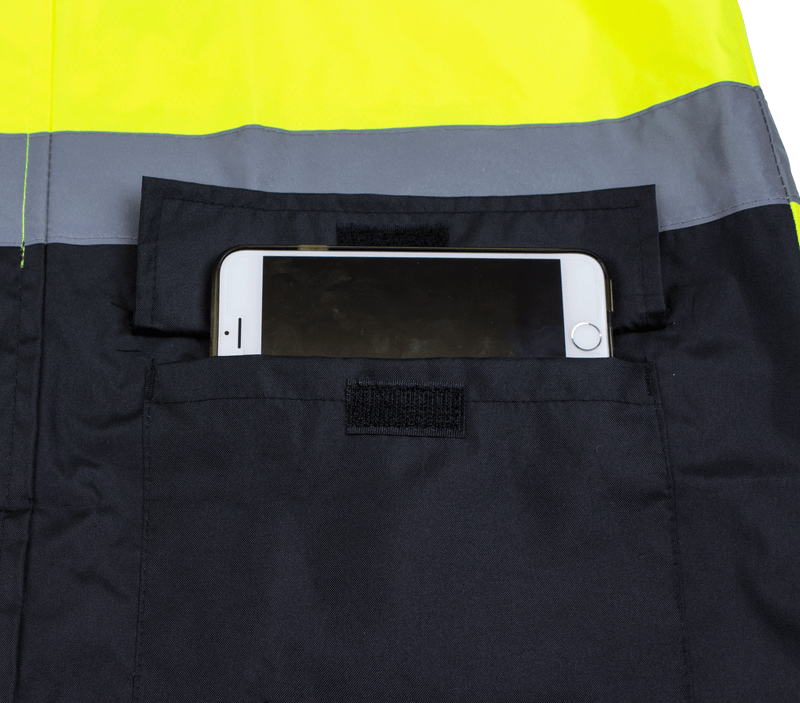 Class 3 Reflective Hi-Viz Black Bottom Long Rain Coat (Lime/Orange)-RK Safety-RK Safety