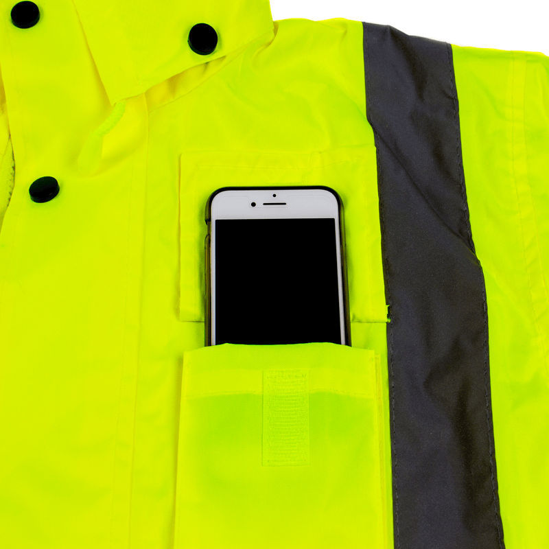 Class 3 Reflective Hi-Viz Black Bottom Long Rain Coat (Lime/Orange)-RK Safety-RK Safety