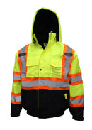 New York Hi-Viz Workwear WJX7012 Men's ANSI Class 3 High Visibility Bomber Safety Jacket with X pattern, Waterproof (Lime)-RK Safety-RK Safety