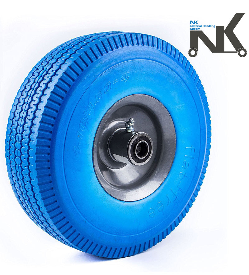 NK 10" x 3.5" Solid Rubber Flat Free Tubeless Wheel -WFFBL10-NK-RK Safety