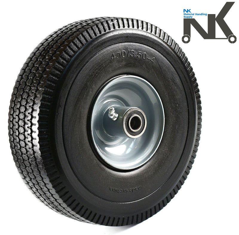 NK 10" x 3.5" Solid Rubber Flat Free Tubeless Wheel -WFF10-NK-RK Safety