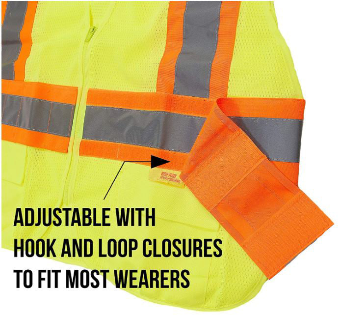 Class 2 Hi Viz Safety Vest with Reflective Strips and Pockets -SAZ8211& SAZ8212(Orange, Lime)-New York Hi-Viz Workwear-RK Safety